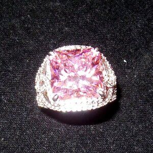 Pink Diamond Simulant Statement Ring  Size 7